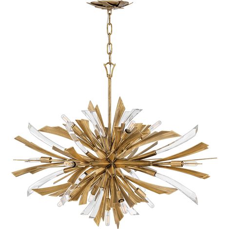 Lampadario Industrial Nordico Vida Acciaio Oro Brunito 13 Luci E14 (1/5)