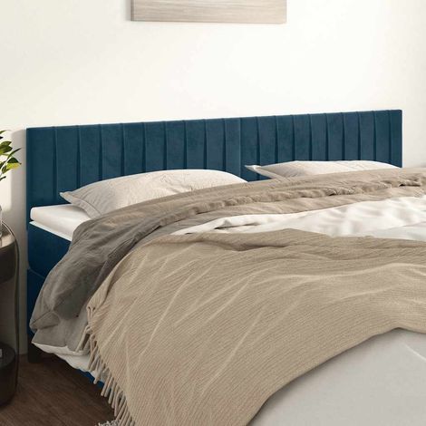 2 pcs Têtes de lit avec oreilles pour lit adulte, Tableau décoratif de chevet élégante Bleu foncé 100x5x78/88 cm Velours SDG84306 (1/5)