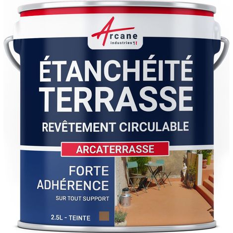 Arcane Industries – Peinture d'étanchéité pour terrasse – Résine colorée circulable – Imperméabilise béton et ciment – 2.5 L Taupe