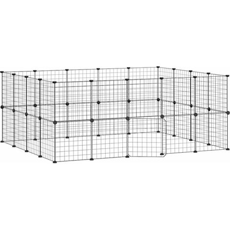 Gabbia per animali con 36 pannelli e porta 35 x 35 cm nera 020041577