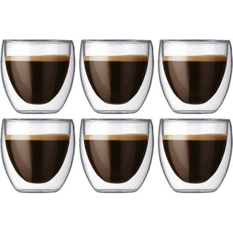 WST Coffret De 6 Tasse À Café-Expresso-Espresso En Verre - 80Ml, Set-Tasses À Café Double Paroi, Tasse Expresso Originale. (1/5)