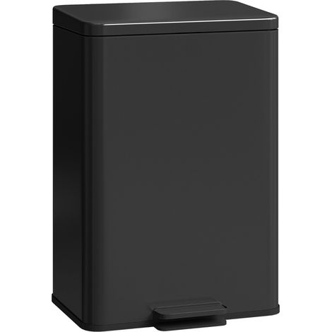 Cestino a pedale 20 L con coperchio soft-close e secchio interno rimovibile, acciaio inox nero 34,2x30,6x44,2 cm (1/5)