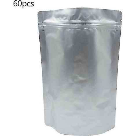 Sachet alimentaire scellé, réutilisable, vertical, chauffant, refermable, fermeture éclair, 60 pièces, en aluminium
