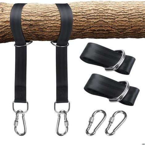 Kit de sangles de balançoire d'arbre, avec deux mousquetons en acier inoxydable, adapté pour le cintre de pneu, de porche, d'extérieur et de balançoire pour bébé zhuoxuan A (1/5)