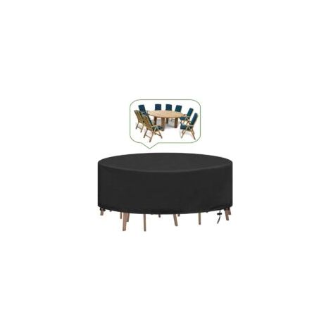 Housse Table de Jardin Ronde Bache Salon Jardin Exterieur Imperméable Anti-UV Oxford Robuste Bache Table et Chaise de Jardin Ø230X100CM