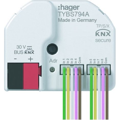 Module 4 entrées + 4 sorties LEDs, à encastrer, KNX - HAGER TYBS794A