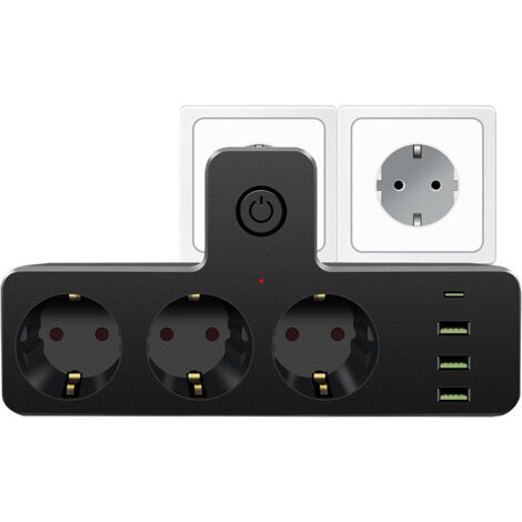 Multiprise, Multiprise USB, Multiprise avec Interrupteur, Multiprise Française 7 en 1 avec 3 USB et 1 Type C, Prise avec Interrupteur, Prise Multiple pour la Maison, Le Voyage et Le Bureau (1/4)