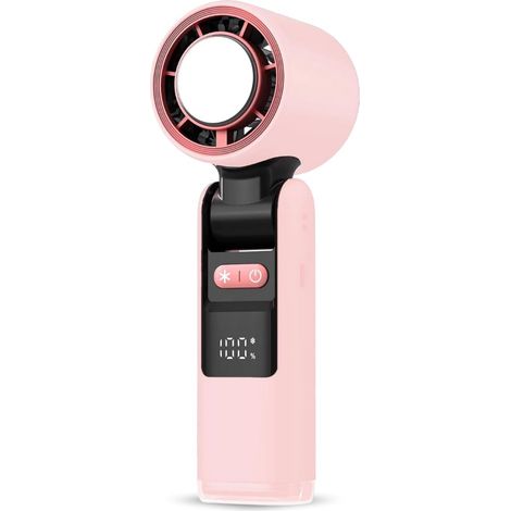 Portable Peltier Chill Pad Fan Cooling Handheld Fan Cold Plate 4000mAh Rechargeable 100-Speed LED Display Travel Use-Pink (1/4)