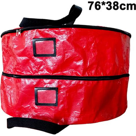 bolsa de almacenamiento de doble capa, corona navideña, cremallera, asas, guirnalda festiva, almacenamiento de decoración (1/5)