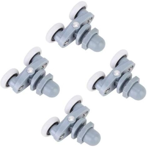 Roulette Porte Coulissante Douche, 4 Pièces Roue de Porte Rail à Rouleau Double Roulettes de Douche pour Salle de Bains (25 mm) (1/5)
