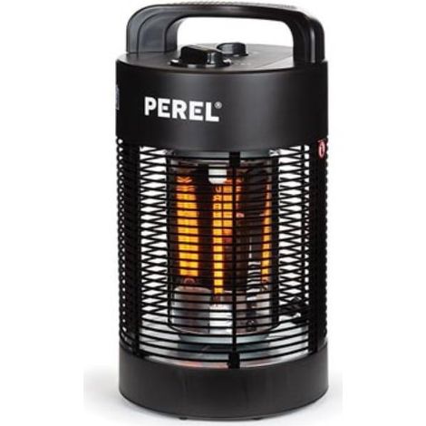 Perel Stufa da terrazza mobile, 700 W, carbonio, con protezione antiribaltamento, 2 livelli di calore, oscillante, resistente agli spruzzi d'acqua, metallo, nero