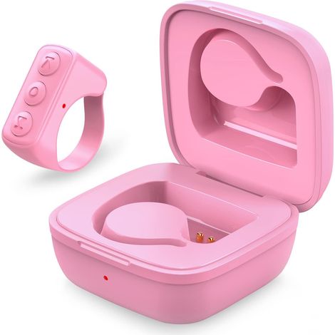 Controller Bluetooth ricaricabile con design ad anello e custodia di ricarica, compatibile con iPhone e telefoni Android (rosa) (1/5)