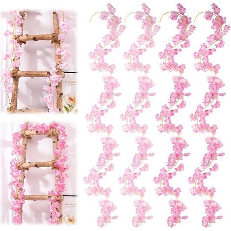 4 guirnaldas de flores de cerezo de 1,8 m para decoración, guirnaldas de enredaderas, flores artificiales para bodas (1/5)