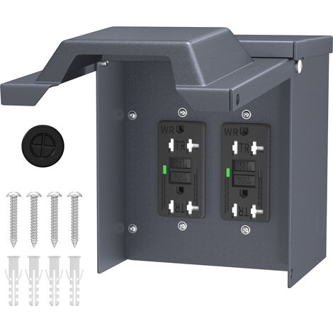 Boîte de prise électrique avec couvercle, Double WRTR GFCI 20AMP, boîtier étanche 3R pour l'extérieur