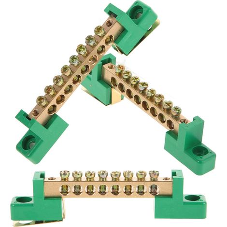 Barrette de Terre en Cuivre 3pcs, Bloc Électrique Fixe eur de Câblage Fixe pour Boîtes de Distribution, Design Compact et Haute Résistance (1/5)