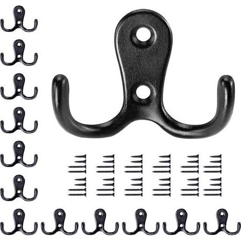 12 Pack Vintage Metal Wall Hooks with Screws for Bathroom Kitchen Black (1/5)