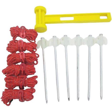 Lot de 6 piquets lumineux en acier pour ancrer une corde ou installer un auvent de plage en camping ou en extérieur. (1/5)