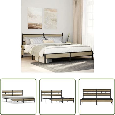 Metallbettgestell - Metallbett ohne Matratze Sonoma-Eiche 183x213 cm (1/5)