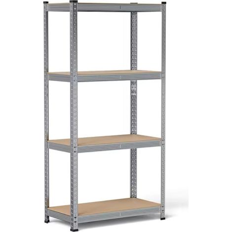 Estantería Galvanized Metal Estante Almacenaje Modular  Acero y MDF  160x80x40cm  4 Ajustable Estantes de Resistente 700kg Capacidad  Garaje - ORION91oficial® - Pack x2 (1/5)