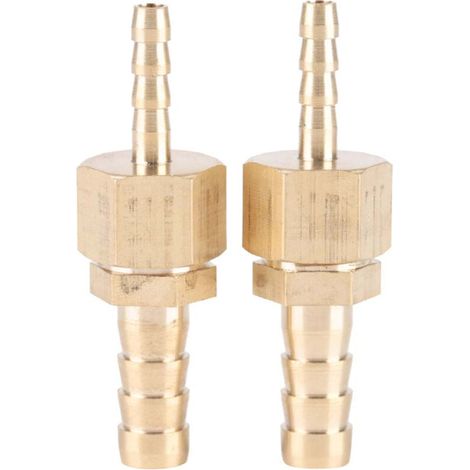 Set aus 2 Messing-Fittings für 4 bis 8 mm Schläuche, Schlauchtülle, Schnellverschluss-Reduzierstopfen, für Teich- und Poolschläuche (1/4)