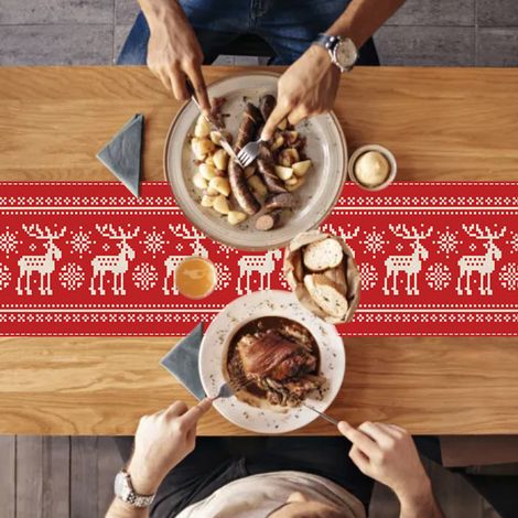 Drapeau de table de Noël Décoration intérieure Tissu imprimé napperon en lin crypté drapeau de table isolé