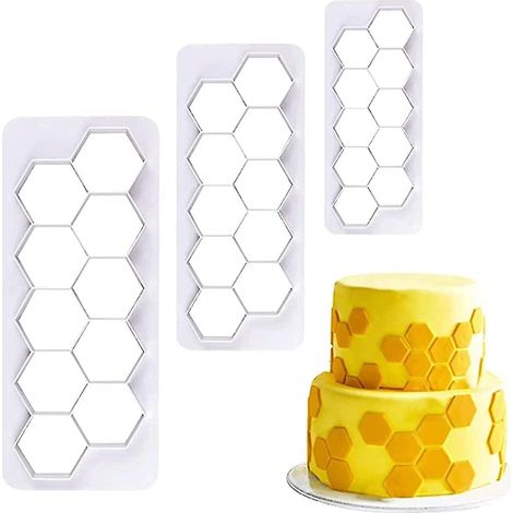 Cookie Cutter - Hexagon - 3 Sizes - Stainless Steel - For Baking And Cake Decorating - Set Of 3
