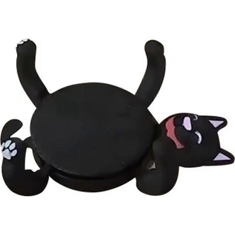 3D-gedruckte Untersetzer in Form einer faulen Katze - Origineller, katzenförmiger Becherhalter (schwarz) (1/5)