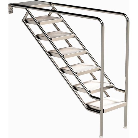 Eichenwald Pooltreppe Modell 08.3 Miami nur Unterteil Beckentiefe 1799mm 7 Edelstahl-Waffelblech-Stufen