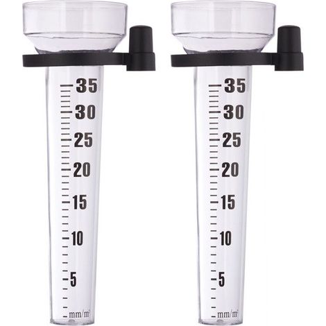 Lot de 2 pluviomètres Relaxdays à fixation, grand affichage 35 mm/m², plastique transparent, pour le jardin (1/5)