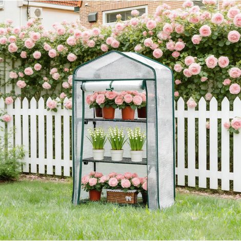 Serra da giardino con 3 ripiani 69x49x125 cm OKMYHOME (1/5)