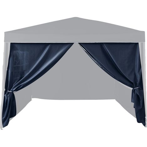 Terre Jardin – Mur porte bleu en toile polyester 140 g/m² pour tonnelle pliante 3 x 3 m – Zip d'ouverture pour isolation efficace