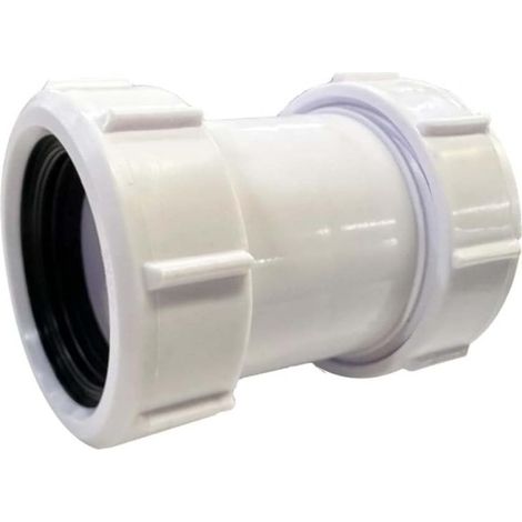 Raccord de tuyau 40 mm - Adaptateur de tuyau PVC - Raccord de tuyau de baignoire - Raccord de compression pour tuyau de baignoire, évier de cuisine, bac à douche, etc. (droit 40 mm) (1/4)