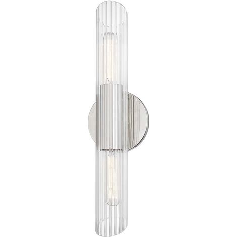 Cecily Petite applique murale à 2 ampoules, nickel poli, verre