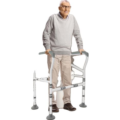 Cadre de soutien pour toilettes, hauteur réglable 68,5-73,5 cm, capacité de charge 150 kg, longueur des accoudoirs 48 cm, design autoportant, poids 6,7 kg (1/5)