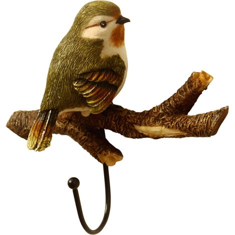 Patère murale créative en forme d'oiseau, porte-clés, entrée, décoration rustique, oiseau vert (1/5)