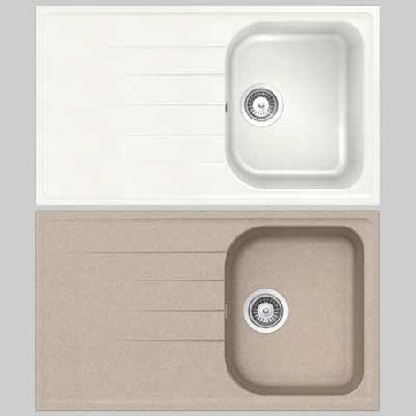 LAVELLO SINTETICO UNA VASCA INCASSO MOD. LITHOS - Bianco