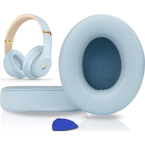 Cuscinetti auricolari, cuscinetti auricolari di ricambio per cuffie Beats Studio 3 e Studio 2 Over-Ear, paraorecchie rivestiti in pelle proteica, memory foam Crystal con cancellazione del rumore blu (1/5)
