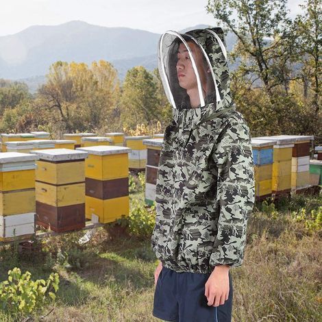 Carnaval Commerçant Blouse d'apiculture, Veste de Voile de Protection apicole Pliable Double Abeille à Fermeture éclair Costume Apiculteur Fournitures (1/5)