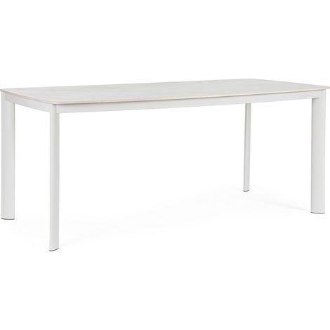 Tavolo "Alcora" struttura in alluminio verniciato a polvere 180 x h 75 cm per arredo casa -Bianco (1/4)