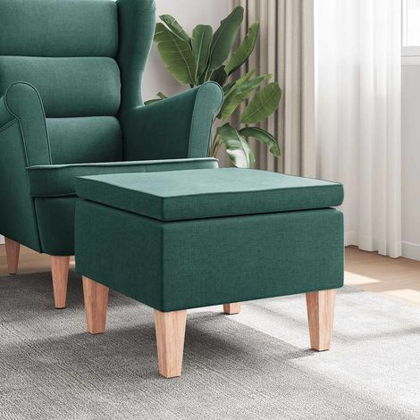 Hocker mit Holzbeinen Dunkelgrün Stoff