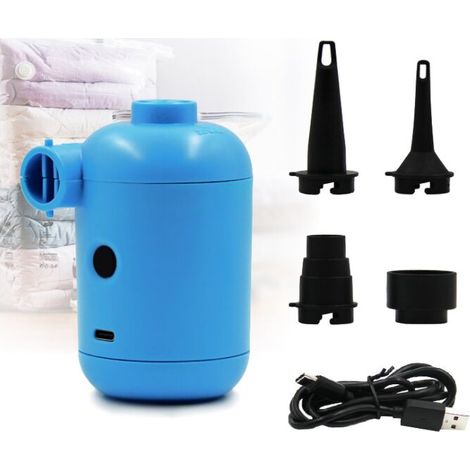 DEESSE SHOP - Mini pompe électrique, pompes à air électriques de camping portables USB, gonfleur et dégonfleur rapide, gonfleur à 3 buses pour jouets de piscine à air (1/5)