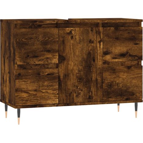 Armoire de salle de bain avec rangement optimisé et installation flexible 80 x 33 x 60 cm en bois d'ingénierie chêne fumé (1/5)