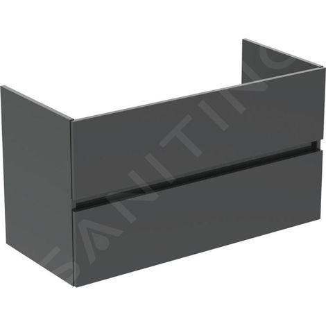 Ideal Standard Eurovit - Meuble-lavabo, 55x100x44 cm, 2 tiroirs, gris brillant R0265TI (1/3)