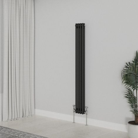 WarmeHaus Traditional Radiator Black Double Column 1500x200mm (1/5)