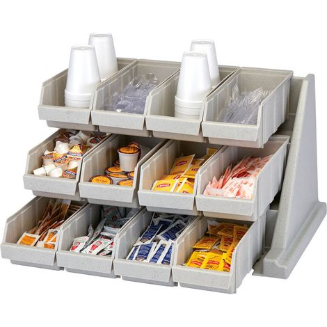 Support présentoir avec 12 casiers - 64.8 x 54.3 x 36.2 cm - Gris Moucheté - Cambro