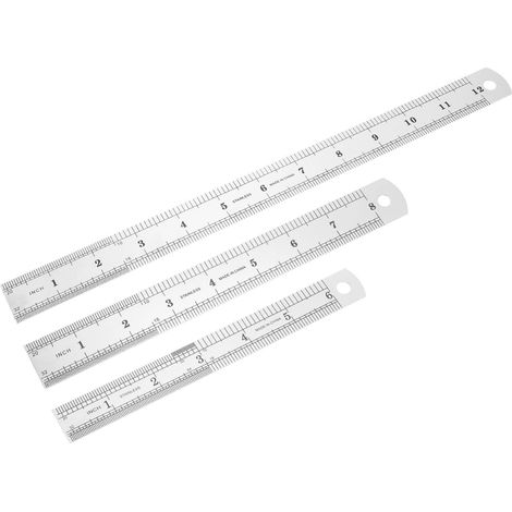Règles légères et portables en acier inoxydable, lot de 3 double (1/5)