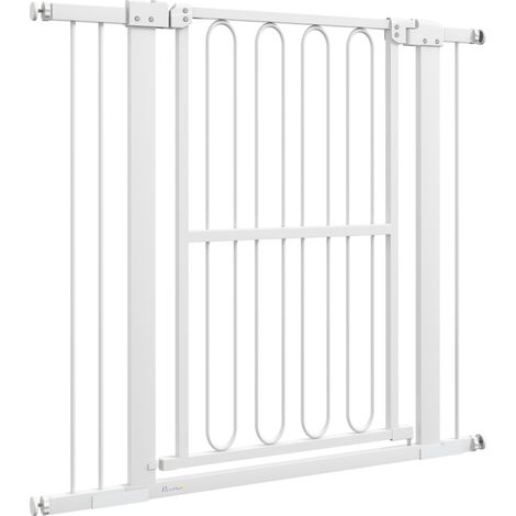 Barrière de sécurité pour chien ajustable 76-104 cm sans perçage, blanc (1/5)