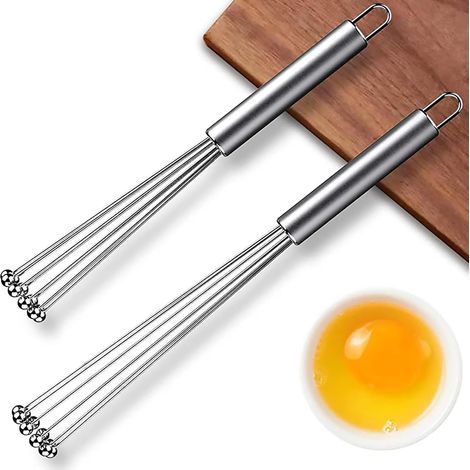Manual Egg Beater Whisk, Stainless Steel Whisk for Cooking, Kitchen Whisk, Stainless Steel Kitchen Whisk, for Sauce Cooking Mixer, Stirring Cooking, 2 Piece (1/5)