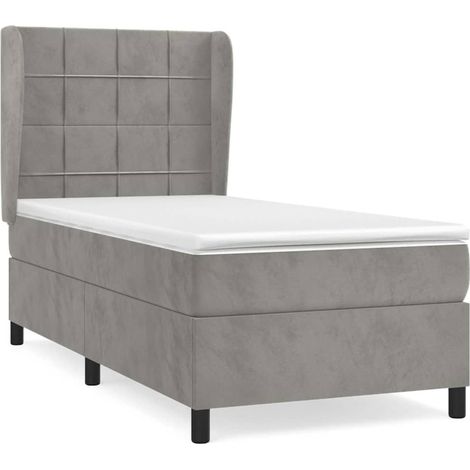 Maison Exclusive - Cama box spring con colchón terciopelo gris cl (1/5)