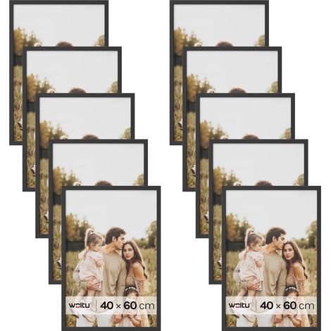 Lot de 10 Cadre Photo 40x60 cm WOLTU, Cadre pour Photo en Bois MDF, Décoration Murale ou sur Table, Noir